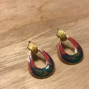 Unique Multicolored Gold Toned Earrings